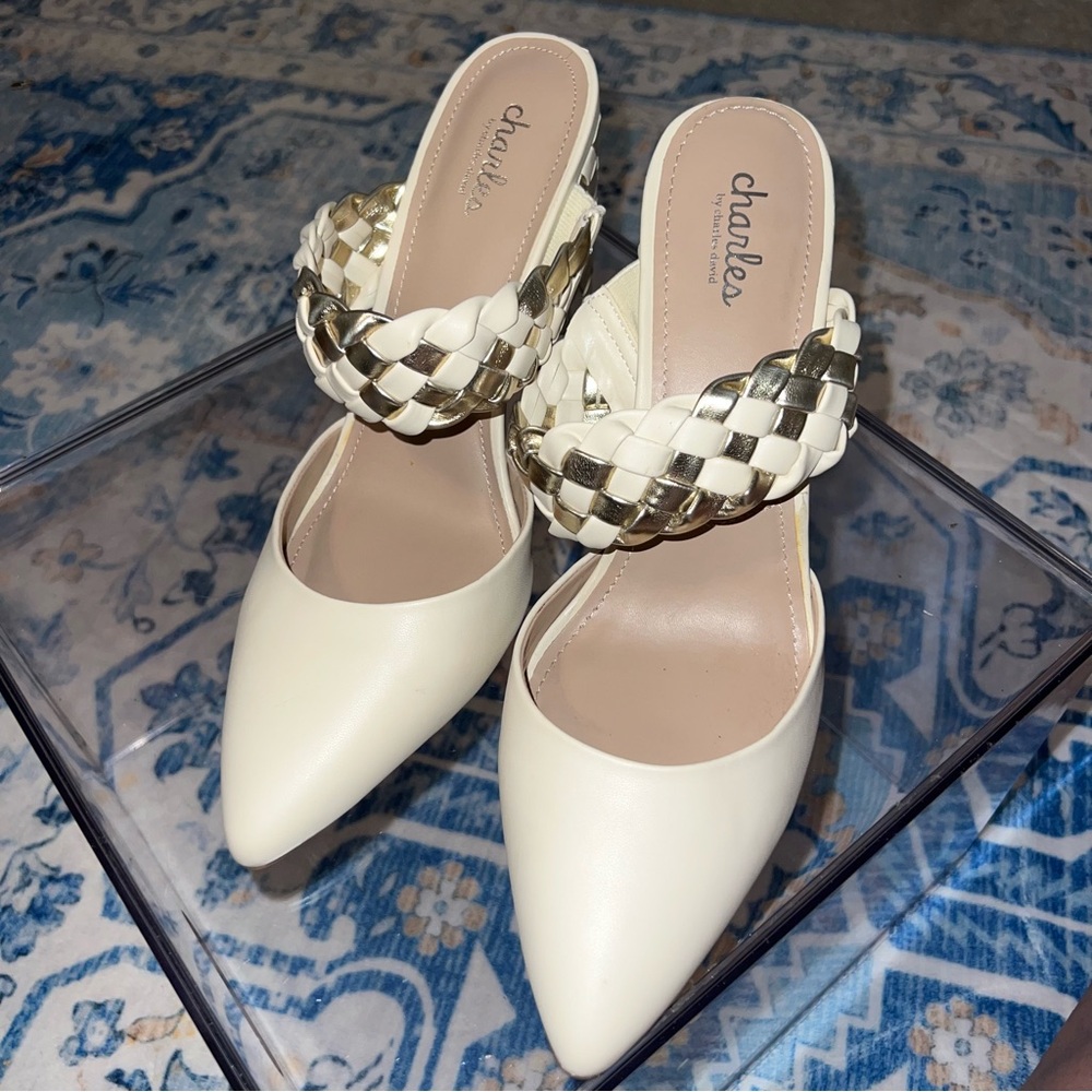 Charlies Cream and Gold Braided Heels